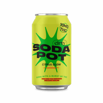 12oz bright yellow can, 10mg citrus glow soda